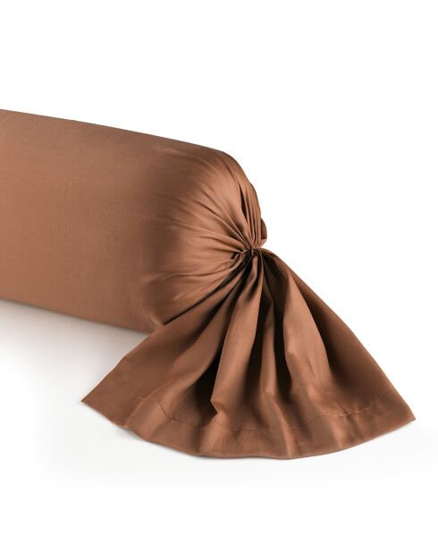 Housse de traversin en satin de coton marron - 43x210 cm