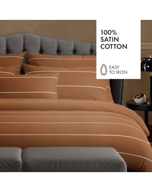 Housse de traversin en satin de coton marron - 43x210 cm