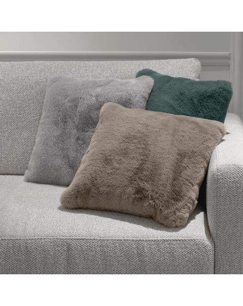 Housse de coussin en fausse fourrure beige - 40x40 cm