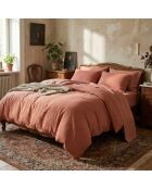 Housse de traversin en gaze de coton Uni Terracotta 02 - 43x210 cm