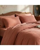 Housse de traversin en gaze de coton Uni Terracotta 02 - 43x210 cm