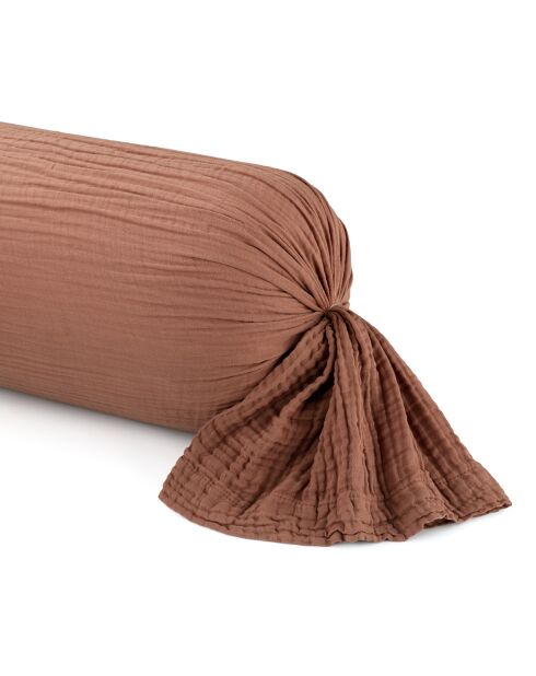 Housse de traversin en gaze de coton Uni Terracotta 02 - 43x210 cm