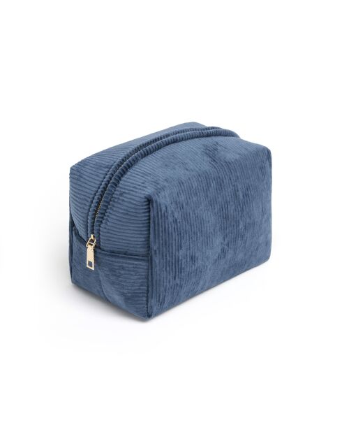 Pochette velours côtelé Bleu - 21x13x13 cm