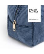 Pochette velours côtelé Bleu - 21x13x13 cm