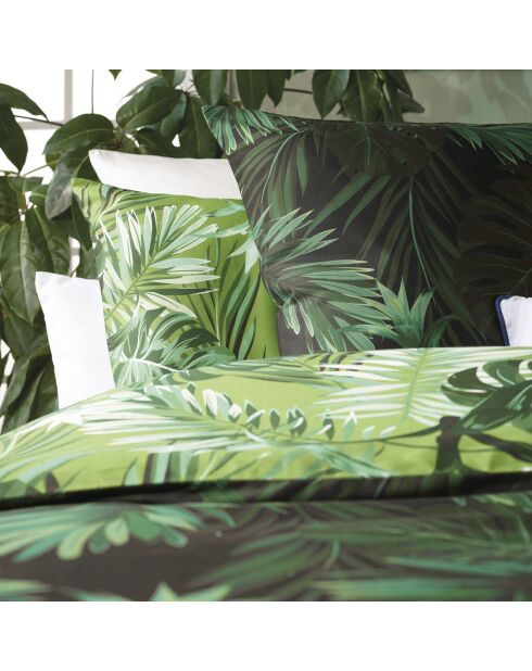 Parure housse de couette en satin de coton vert jungle