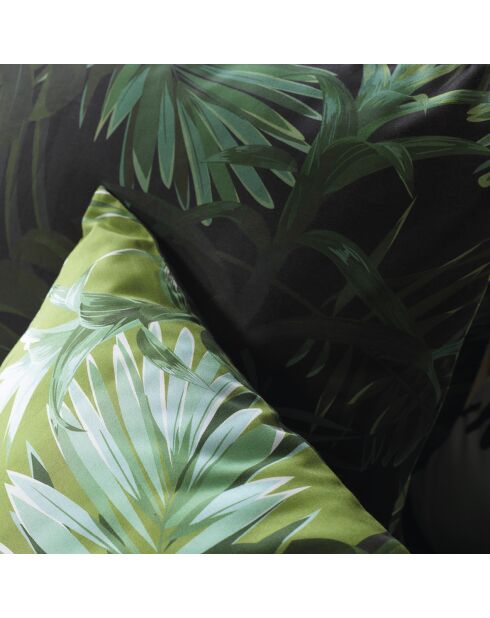 Parure housse de couette en satin de coton vert jungle