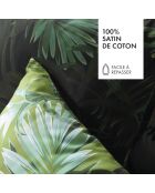 Parure housse de couette en satin de coton vert jungle