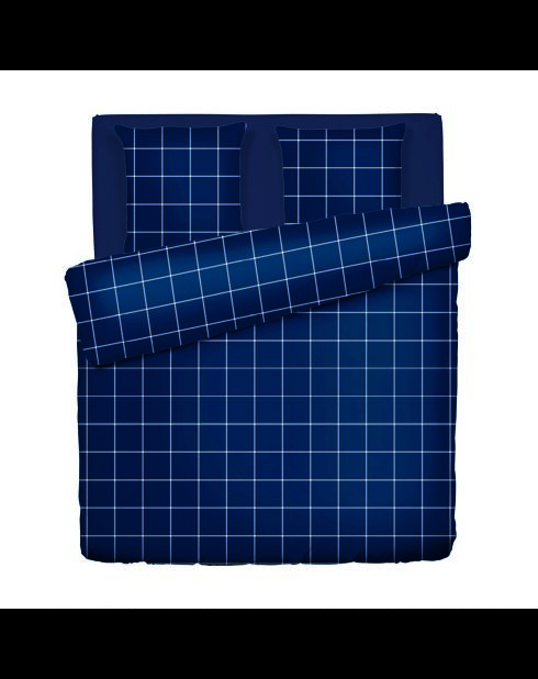 Parure housse de couette en satin de coton - Arthur Bleu foncé