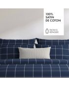 Parure housse de couette en satin de coton - Arthur Bleu foncé