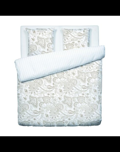 Parure housse de couette en satin de coton Paisley Taupe