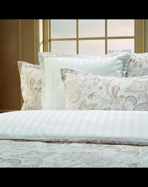 Parure housse de couette en satin de coton Paisley Taupe