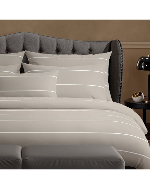 Parure housse de couette en satin de coton Charles Taupe