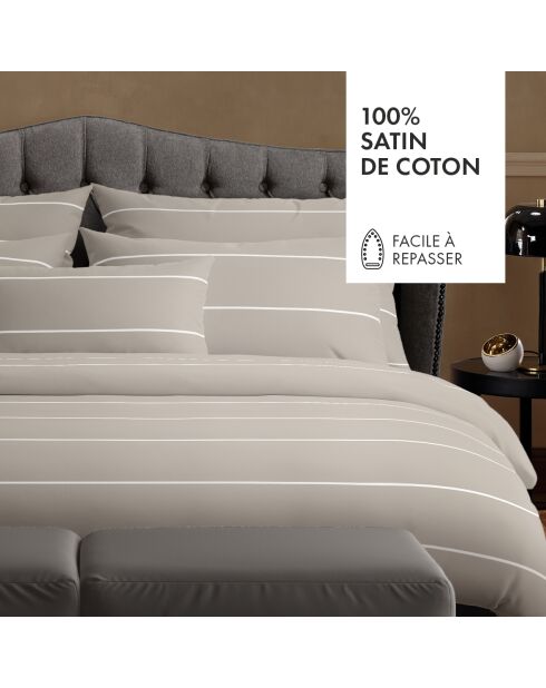 Parure housse de couette en satin de coton Charles Taupe
