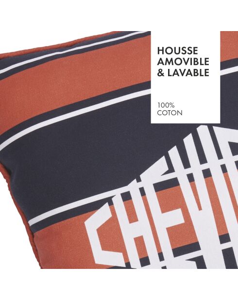 Housse de coussin rayée couleur orange - 45x45 cm