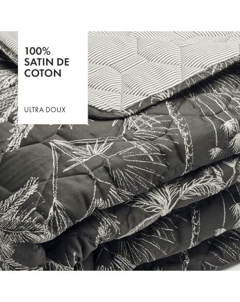 Couvre-lit en satin de coton Eden noir - 220x250 cm