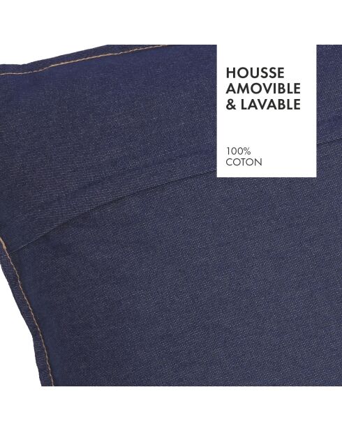 Housse de coussin en jean bleu foncé - 45x45 cm