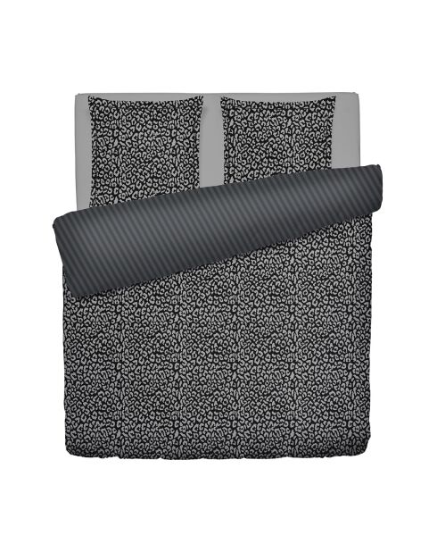 Parure housse de couette en satin de coton - Noir fauve
