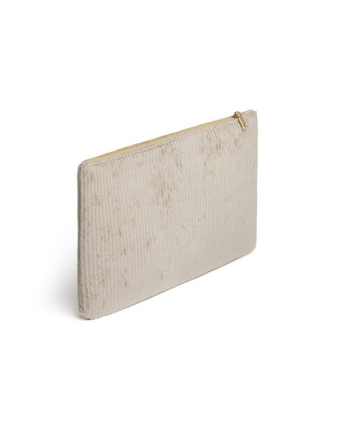 Pochette plate velours côtelé Taupe - 24x16,5 cm