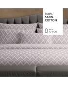 Housse de traversin en satin de coton Vibrance végétale Violet clair - 43x210 cm