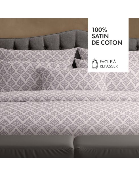 Housse de traversin en satin de coton Vibrance végétale Violet clair - 43x210 cm