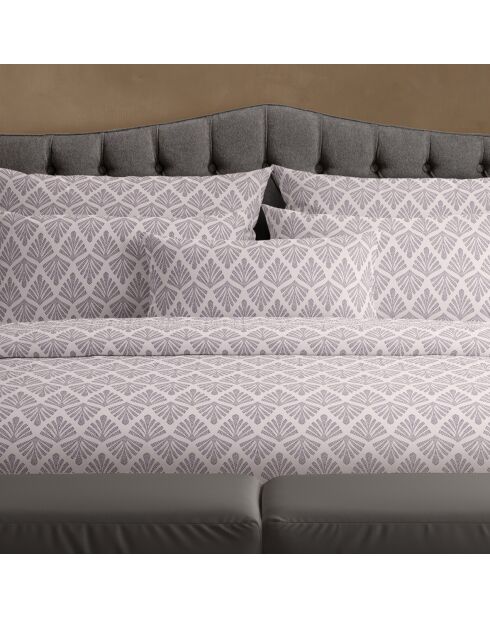 Housse de traversin en satin de coton Vibrance végétale Violet clair - 43x210 cm