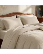 Housse de traversin en gaze de coton Uni Taupe 07 - 43x210 cm