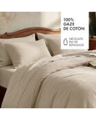 Housse de traversin en gaze de coton Uni Taupe 07 - 43x210 cm