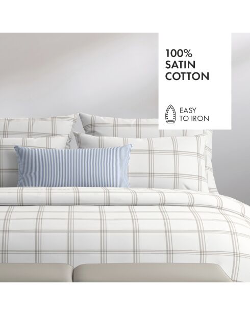 Parure housse de couette en satin de coton - Aaron Taupe