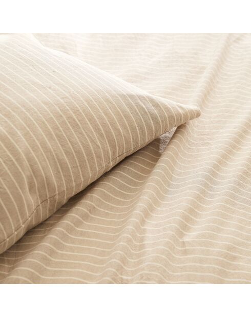 2 Taies d'oreiller en fil de coton teint Achile Taupe - 50x70 cm