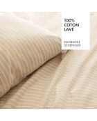2 Taies d'oreiller en fil de coton teint Achile Taupe - 50x70 cm