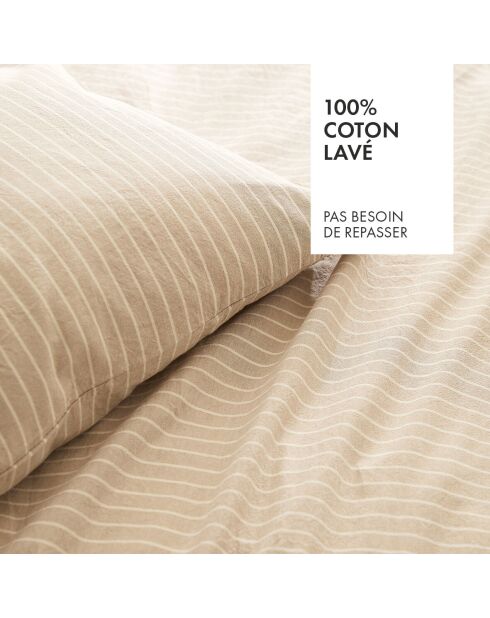 2 Taies d'oreiller en fil de coton teint Achile Taupe - 50x70 cm