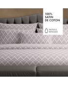 2 Taies d'oreiller en satin de coton Vibrance végétale Violet clair / Violet clair
