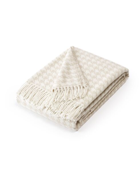 Plaid pied de poule Taupe - 130x170 cm