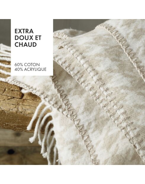 Plaid pied de poule Taupe - 130x170 cm