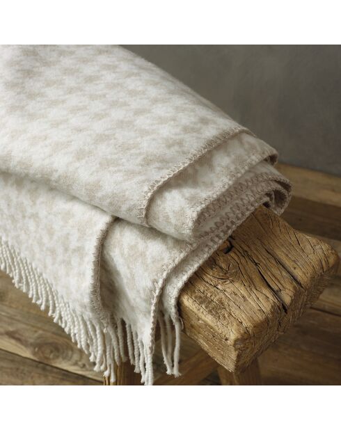 Plaid pied de poule Taupe - 130x170 cm
