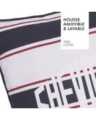 Housse de coussin rayée bleu/rouge - 45x45 cm