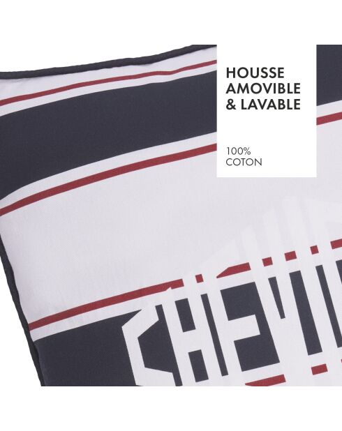 Housse de coussin rayée bleu/rouge - 45x45 cm