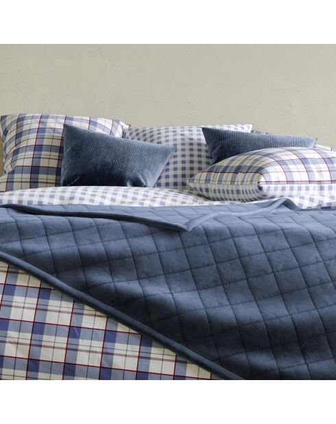 Housse de coussin en velours côtelé bleu