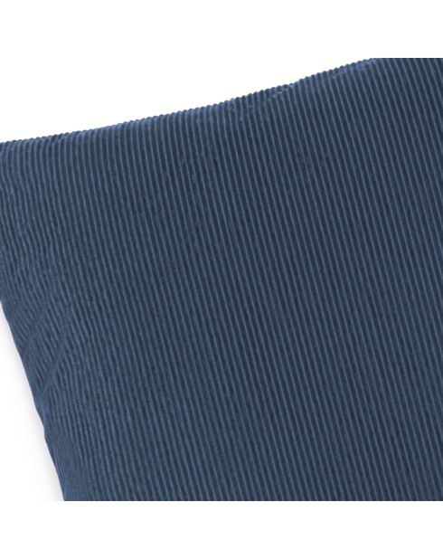 Housse de coussin en velours côtelé bleu