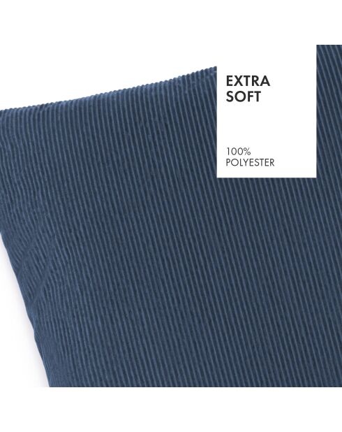 Housse de coussin en velours côtelé bleu