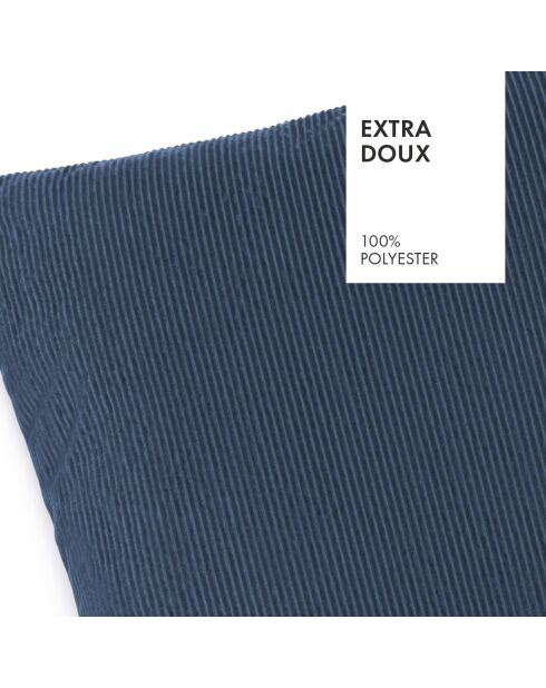 Housse de coussin en velours côtelé bleu