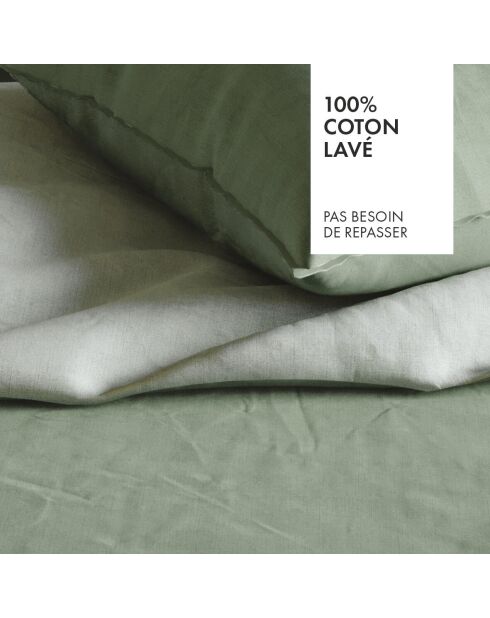 Taie d'oreiller en coton lavé Uni vert foncé - 63x63 cm