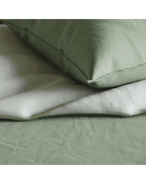 Taie d'oreiller en coton lavé Uni vert foncé - 63x63 cm