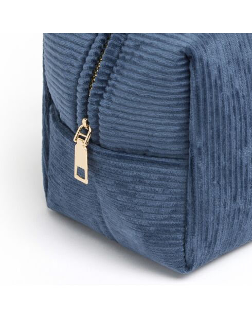 Pochette velours côtelé Bleu - 15x10x10 cm