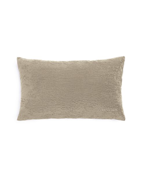 Housse de coussin en velours côtelé taupe