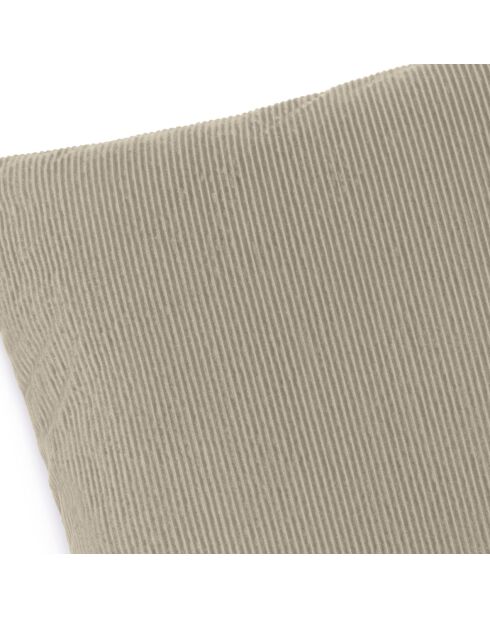 Housse de coussin en velours côtelé taupe