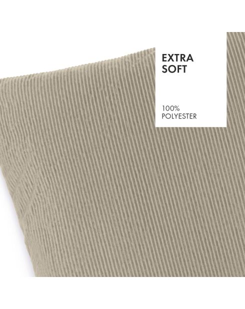 Housse de coussin en velours côtelé taupe