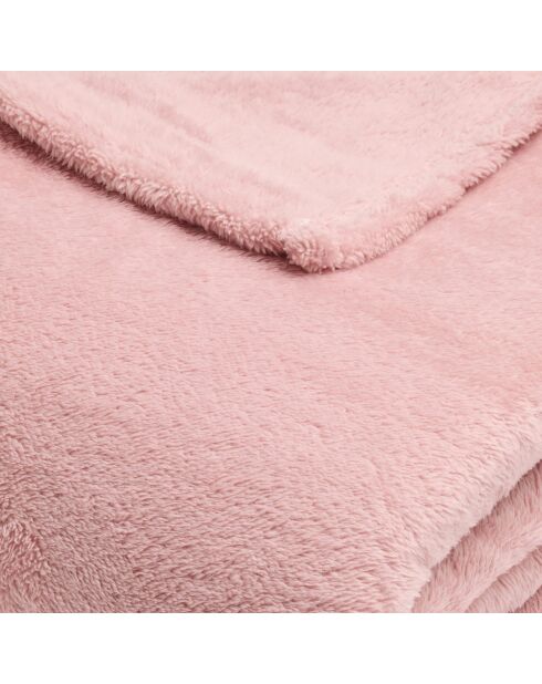 Plaid polaire à carreaux rose clair - 180x220 cm