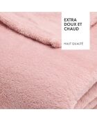Plaid polaire à carreaux rose clair - 180x220 cm