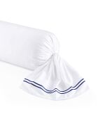 Housse de traversin en satin de coton Bastia bleu foncé/blanc - 43x210 cm